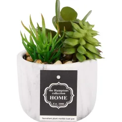 Merk Kunstplanten & -Bloemen>Kunstvetplant In Marmerlook Pot