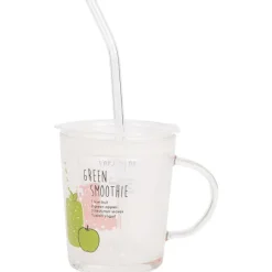Merk Servies></noscript>Drinkglas Met Deksel En Rietje